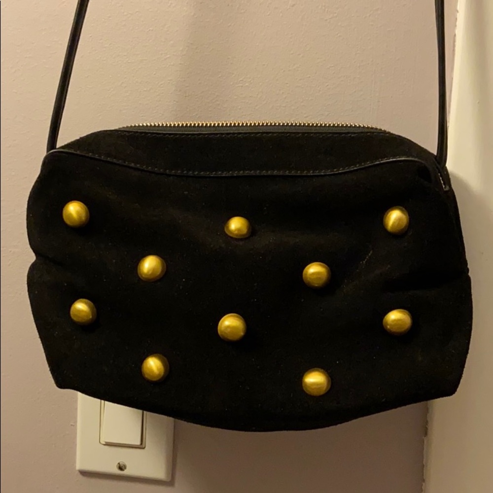 Black suede studded crossbody